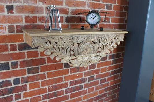 Wall shelf Mango wood Hand carved