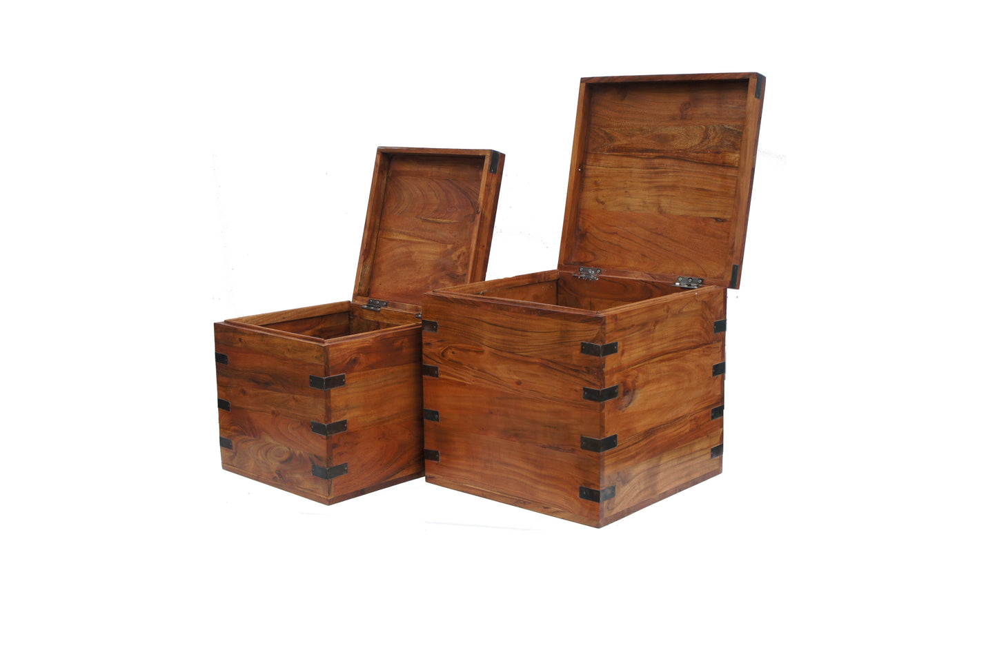 Classic Acacia wood  set two  Nesting Chests