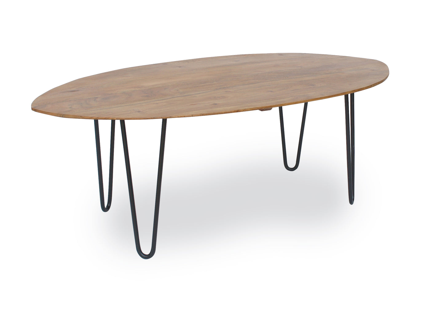 Acacia Wood Hairpin Oval Coffee Table