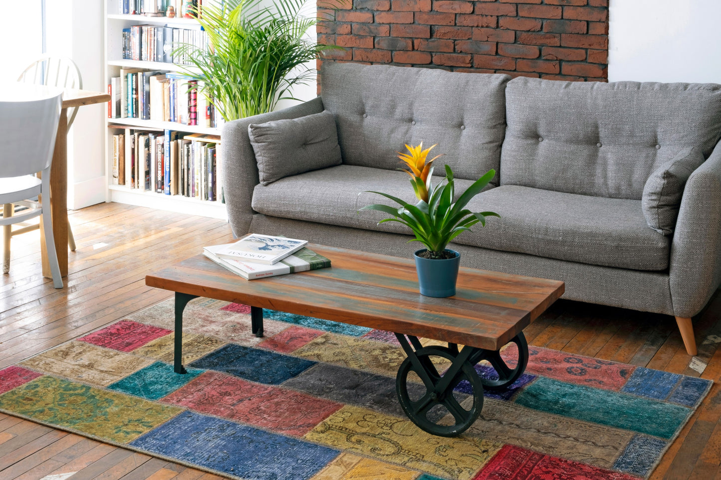 Vintage Painted Teak Cart Coffee table