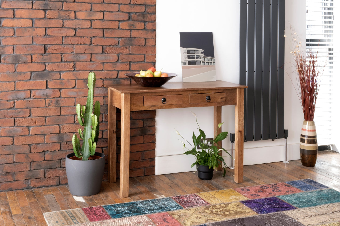 Acacia Wood Shaker Two Drawer Computer Desk