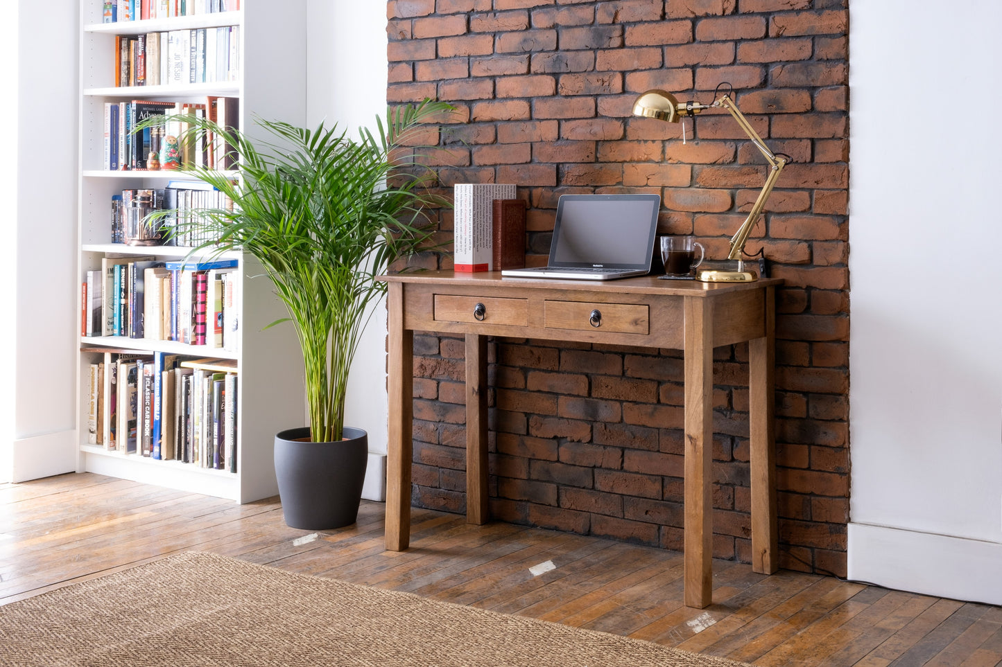 Acacia Wood Shaker Two Drawer Computer Desk