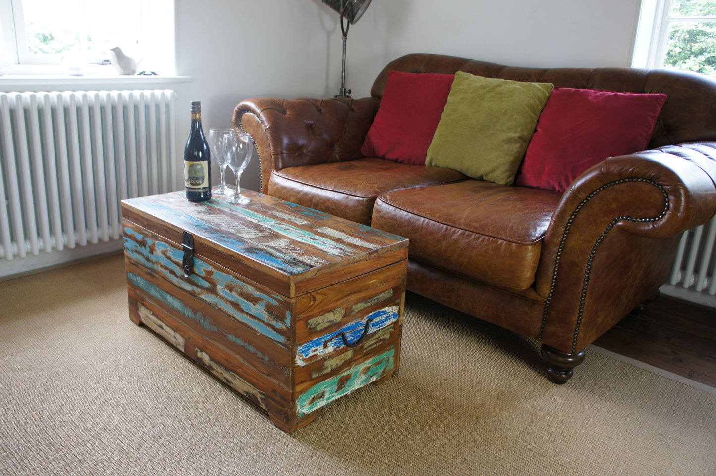 Vintage Painted Teak Shabby Chic Coffee table Trunk